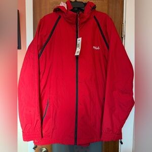 Fila Men’s Red Convertible 3/1 Nylon Hooded Reversible Vest Parka Coat XXL